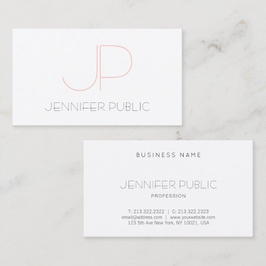 Verfijnd Monogram Cute Design Modern Luxe Visitekaartje (Voorkant / Achterkant)