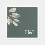 Verfijnd monogram eucalyptusbladeren servet (Voorkant)