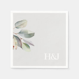 Verfijnd monogram eucalyptusbladeren servet