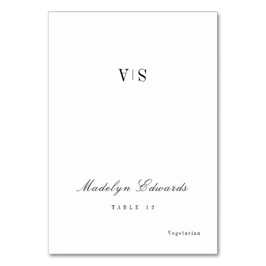 Verfijnd monogram minimale opvouwbare plaatskaart kaart (Voorkant)