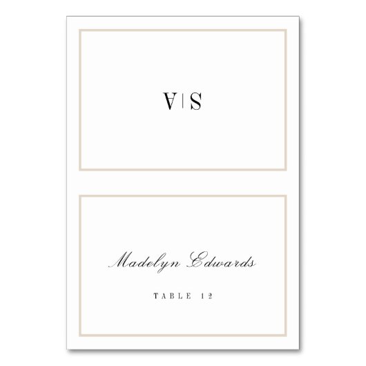 Verfijnd monogram minimale opvouwbare plaatskaart kaart (Voorkant)