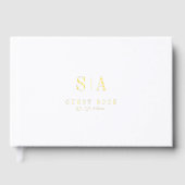 Verfijnd monogram minimalist trouwen gastenboek (Voorkant)