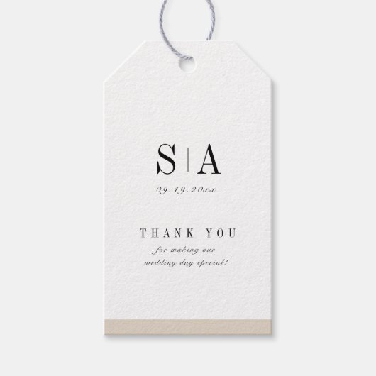 Verfijnd monogram minimalistisch huwelijk cadeaulabel (Voorkant)
