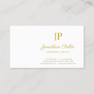 Verfijnd Monogram Wit Goud Modern Design Visitekaartje
