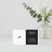 Verfijnd Monogram Zwart Wit Ontwerp Modern Visitekaartje (Staand voorkant)