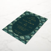 Verfijnd Navy Botanisch Blad Folie Uitnodiging (Gedraaid)