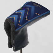 Verfijnd Navy Goud Chevron Gepersonaliseerde Putte Golfheadcover (3/4 voorkant)