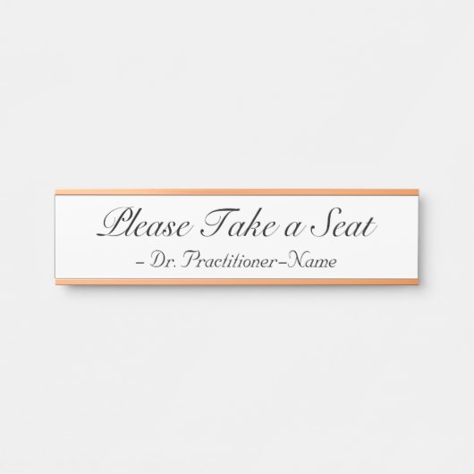 Verfijnd "Neem een stoel" + naam Deurbordje (Voorkant)