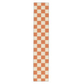 Verfijnd Oranje En Wit Geruit Patroon Medium Tafelloper (Voorkant)