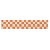 Verfijnd Oranje En Wit Geruit Patroon Medium Tafelloper (Horizontaal)