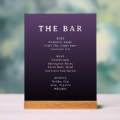 Verfijnd Paars Gradiënt Bar Menu Acryl Bord (Neutraal)