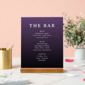 Verfijnd Paars Gradiënt Bar Menu Acryl Bord (Huwelijk)