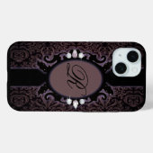 Verfijnd paarsDamask  monogram Case-Mate iPhone Case (Achterkant (horizontaal))