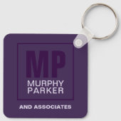 Verfijnd Paarse Bedrijfs Monogram Logo Sleutelhanger (Achterkant)