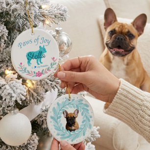 Verfijnd Pastelblauwe Franse Bulldog Persoonlijk Keramisch Ornament