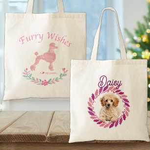 Verfijnd Pastelroze Poodle Op Maat Gemaakt Kerst Tote Bag