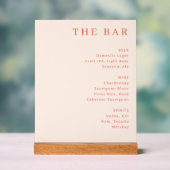 Verfijnd Perzik Minimalistisch Barmenu Acryl Bord (Neutraal)
