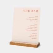Verfijnd Perzik Minimalistisch Barmenu Acryl Bord (Hoek)