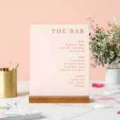 Verfijnd Perzik Minimalistisch Barmenu Acryl Bord (Huwelijk)