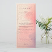 Verfijnd Perzik Watercolor Trouwmenu Menu (Staand voorkant)