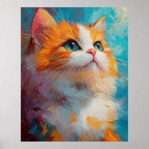 Verfijnd Perzisch Kitten — Zachte Pastel Illustrat Poster