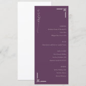 Verfijnd Pruim Minimalistisch Trouwmenu Menu (Voorkant / Achterkant)
