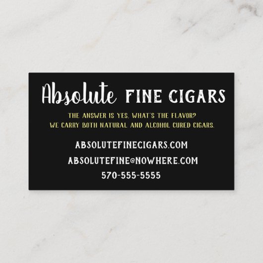 Verfijnd Roos, Drink en sigaar Visitekaartje (Achterkant)