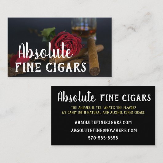 Verfijnd Roos, Drink en sigaar Visitekaartje (Voorkant / Achterkant)