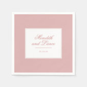 Verfijnd Roze en Blush Script Bruiloft Servet (Voorkant)