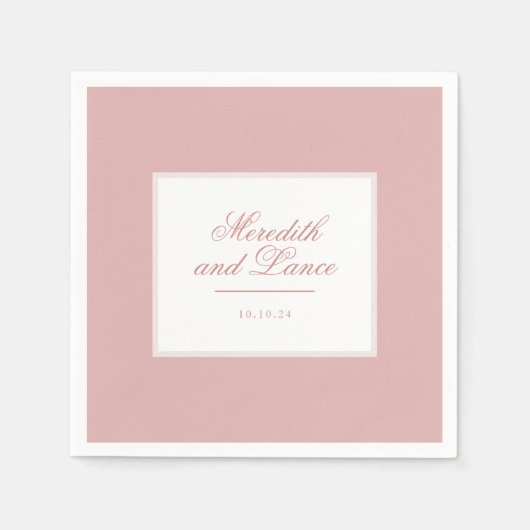 Verfijnd Roze en Blush Script Bruiloft Servet (Voorkant)