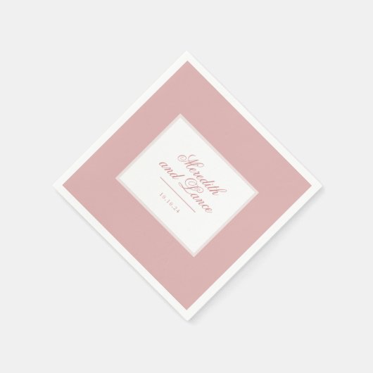 Verfijnd Roze en Blush Script Bruiloft Servet (Hoek)