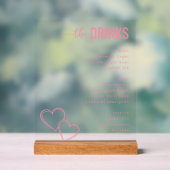 Verfijnd Roze Minimalistisch Drankmenu Acryl Bord (Neutraal)