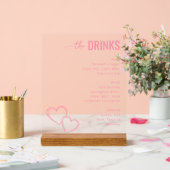 Verfijnd Roze Minimalistisch Drankmenu Acryl Bord (Huwelijk)