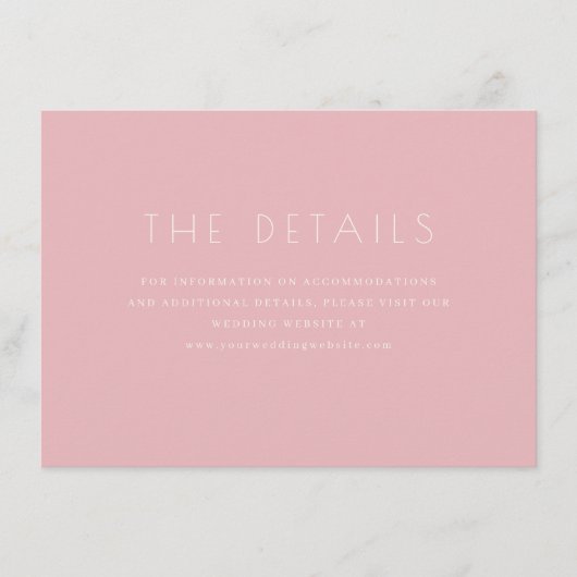 Verfijnd Roze Minimalistisch Informatiekaartje (Voorkant)