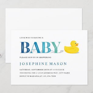 Verfijnd Rubber Duck Turquoise Baby shower Kaart