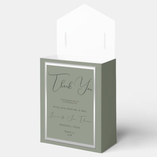Verfijnd Sage & Silver Bruiloft Bedankdoosjes (Geopend)
