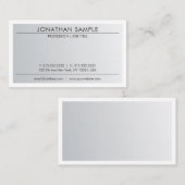 Verfijnd, schoon ontwerp, stijlvol, zilveren blik visitekaartje (Voorkant / Achterkant)