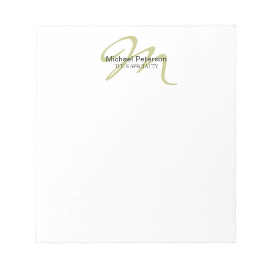 Verfijnd Schrift Monogram Initiaal Modern Notitieblok (Voorkant)