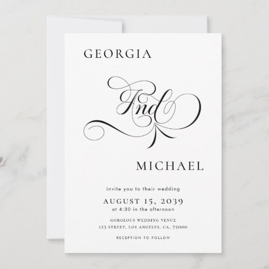 Verfijnd Script Modern Minimaal Foto Bruiloft Kaart (Voorkant)