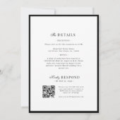 Verfijnd Script Zwart Wit QR Code Details Trouwen Kaart (Achterkant)