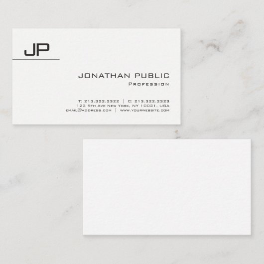 Verfijnd stijlvol monogram design modern visitekaartje (Voorkant / Achterkant)