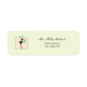Verfijnd Stork Green & Brown Baby shower Etiket