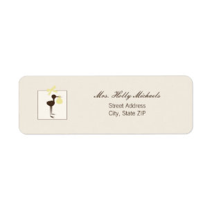 Verfijnd Stork Yellow & Brown Baby shower Etiket