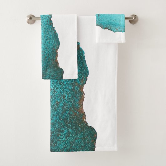 Verfijnd Trendy Blauwgroen Zwart wit Abstract Bad Handdoek (Insitu)