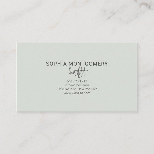 Verfijnd Trendy Script Hair Minimal Green Visitekaartje (Achterkant)