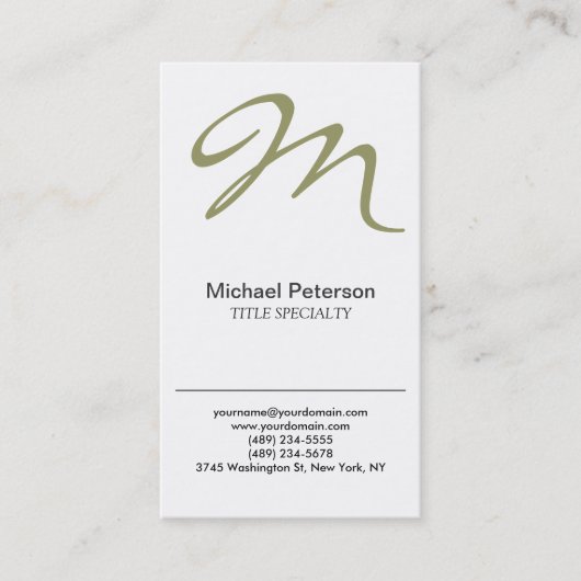 Verfijnd Visitekaartje van het Monogram van het Ma (Voorkant)