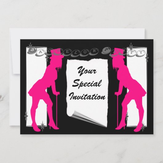 Verfijnd vrijgezellenfeest kaart (Voorkant)