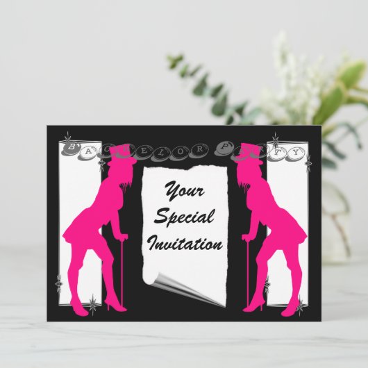 Verfijnd vrijgezellenfeest kaart (Staand voorkant)