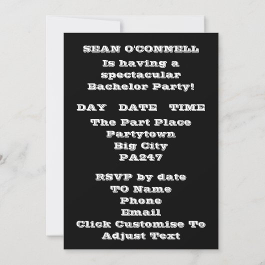 Verfijnd vrijgezellenfeest kaart (Achterkant)