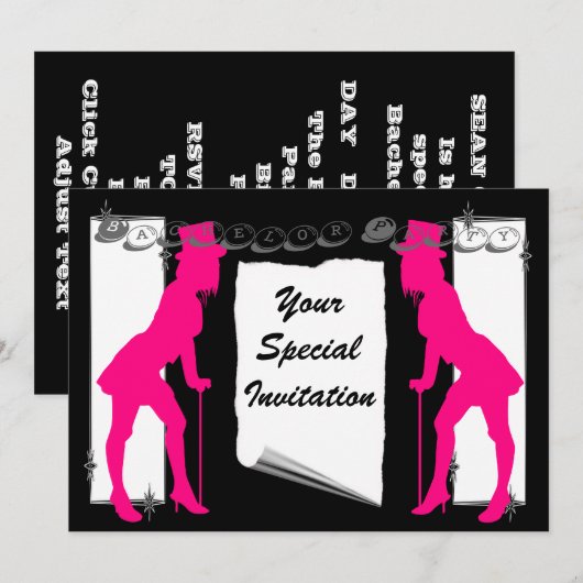 Verfijnd vrijgezellenfeest kaart (Voorkant / Achterkant)